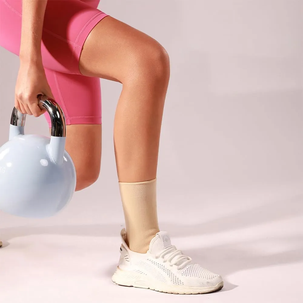 2 Pack Ankle Brace Compression Sleeve, Ankle Wrap & Ankle Support for Women & Men, Ankle Compression Sock for Sprain, Swelling, Plantar Fasciitis, Tobillera (L/XL Nude)