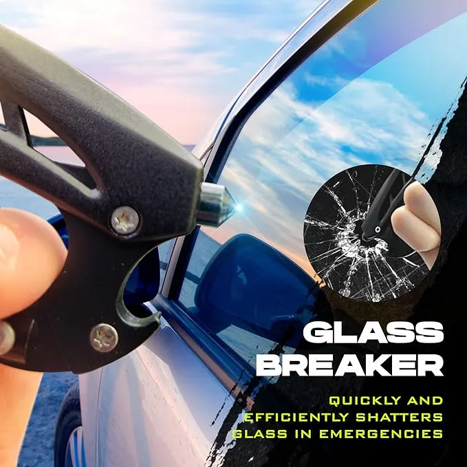 2-Pack Outdoor Carabiner Multitool, Carabiner Knife, EDC Pocket Knife Survival Gear with Glass Breaker