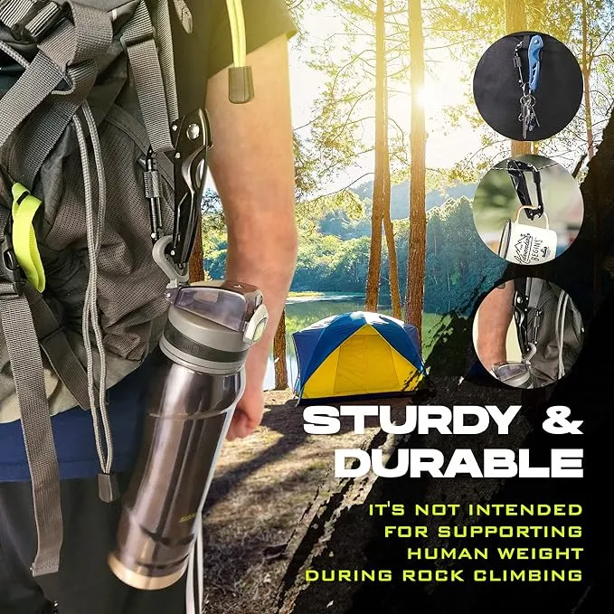2-Pack Outdoor Carabiner Multitool, Carabiner Knife, EDC Pocket Knife Survival Gear with Glass Breaker