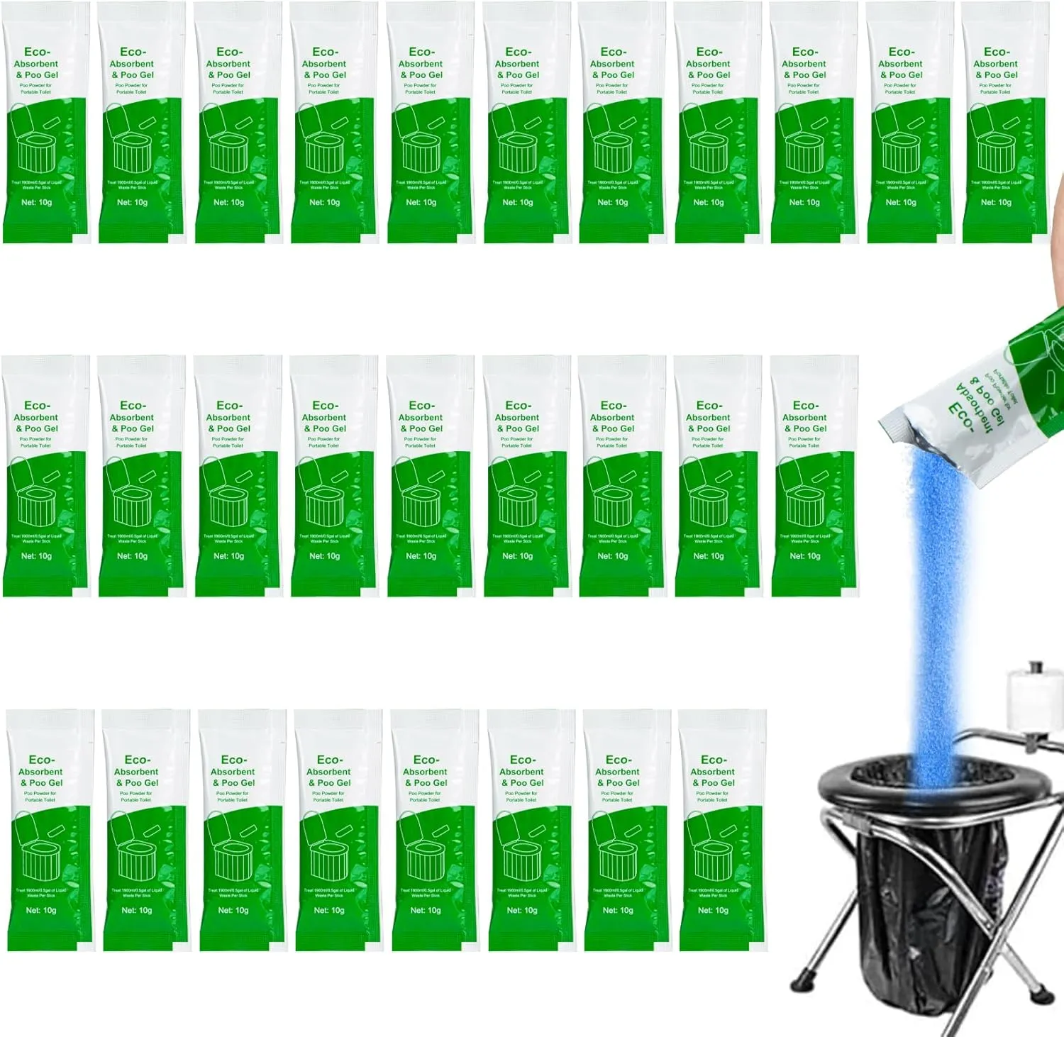 28 Packs Poo Gel for Portable Toilet - Camping Toilets Bags Lemon Eco Gel for Camping Toilet Scented Absorbent Gel for Emergency Toilet Essentials Supplies Composting Cleaning Preparations