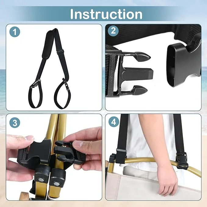3 Pack Adjustable Carry Strap for Beach Chair Folding Beach Chair for Carry Strap Universal Shoulder Strap for Beach Chair Camping Scooter Bikes Backpacking Picnics Outdoor and Other Items