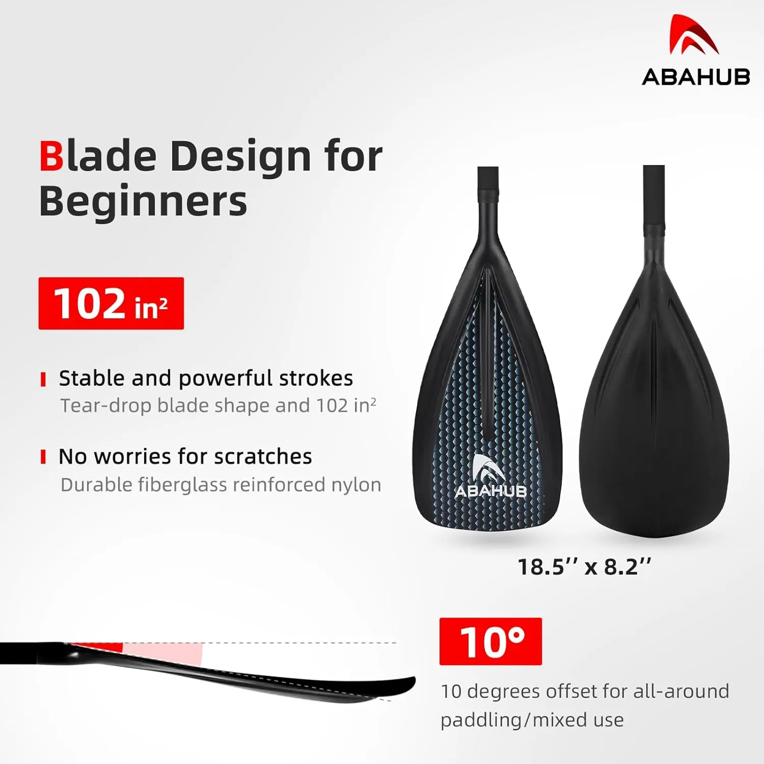 Abahub SUP Paddles - 3 Piece Adjustable Stand up Paddle - Lightweight Oar for Paddleboard, Aluminum Alloy PU Coated Shaft 68" - 84", Black/Blue/Green/Orange/Red/Yellow Plastic Nylon Blade