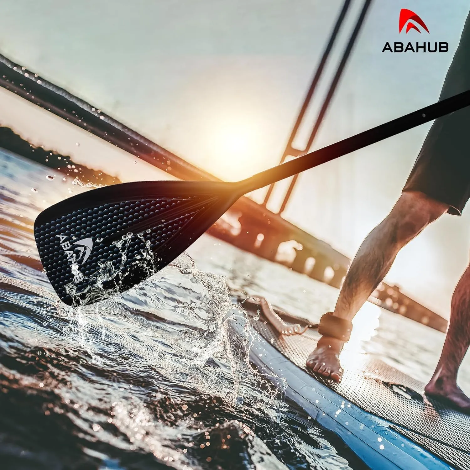 Abahub SUP Paddles - 3 Piece Adjustable Stand up Paddle - Lightweight Oar for Paddleboard, Aluminum Alloy PU Coated Shaft 68" - 84", Black/Blue/Green/Orange/Red/Yellow Plastic Nylon Blade