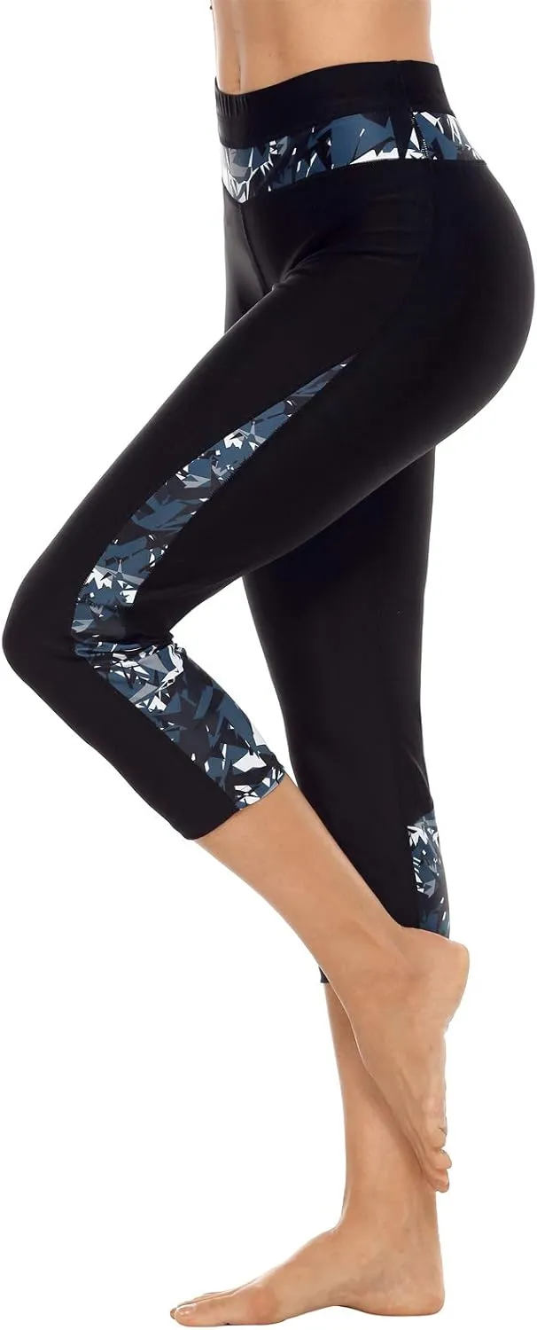 ALove Swim Pants for Women High Waisted Swimming Leggings Stretch Swim Capris Sporty Long Swim Board Shorts