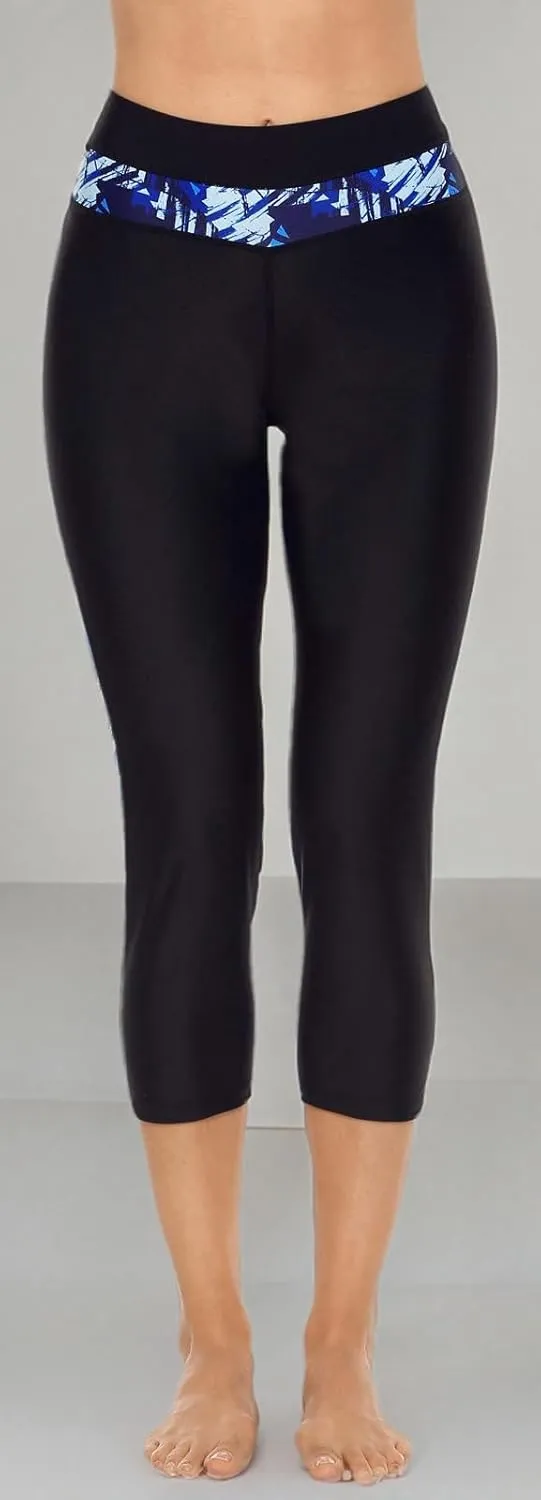 ALove Swim Pants for Women High Waisted Swimming Leggings Stretch Swim Capris Sporty Long Swim Board Shorts