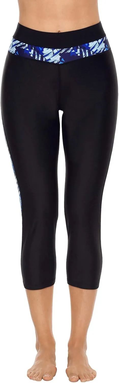 ALove Swim Pants for Women High Waisted Swimming Leggings Stretch Swim Capris Sporty Long Swim Board Shorts