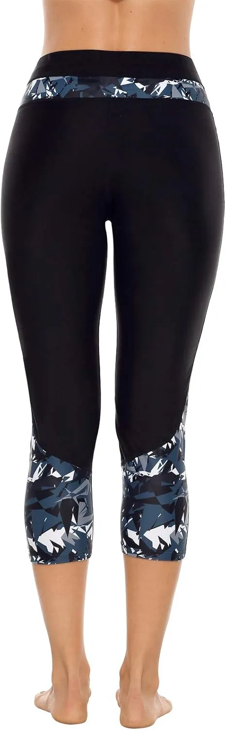 ALove Swim Pants for Women High Waisted Swimming Leggings Stretch Swim Capris Sporty Long Swim Board Shorts