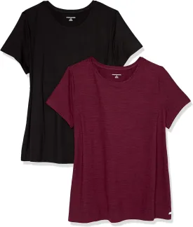 Amazon Essentials Women's Active Quick Dry Tech Stretch Short-Sleeve Crewneck T-Shirt (Available in Plus Size), Multipacks