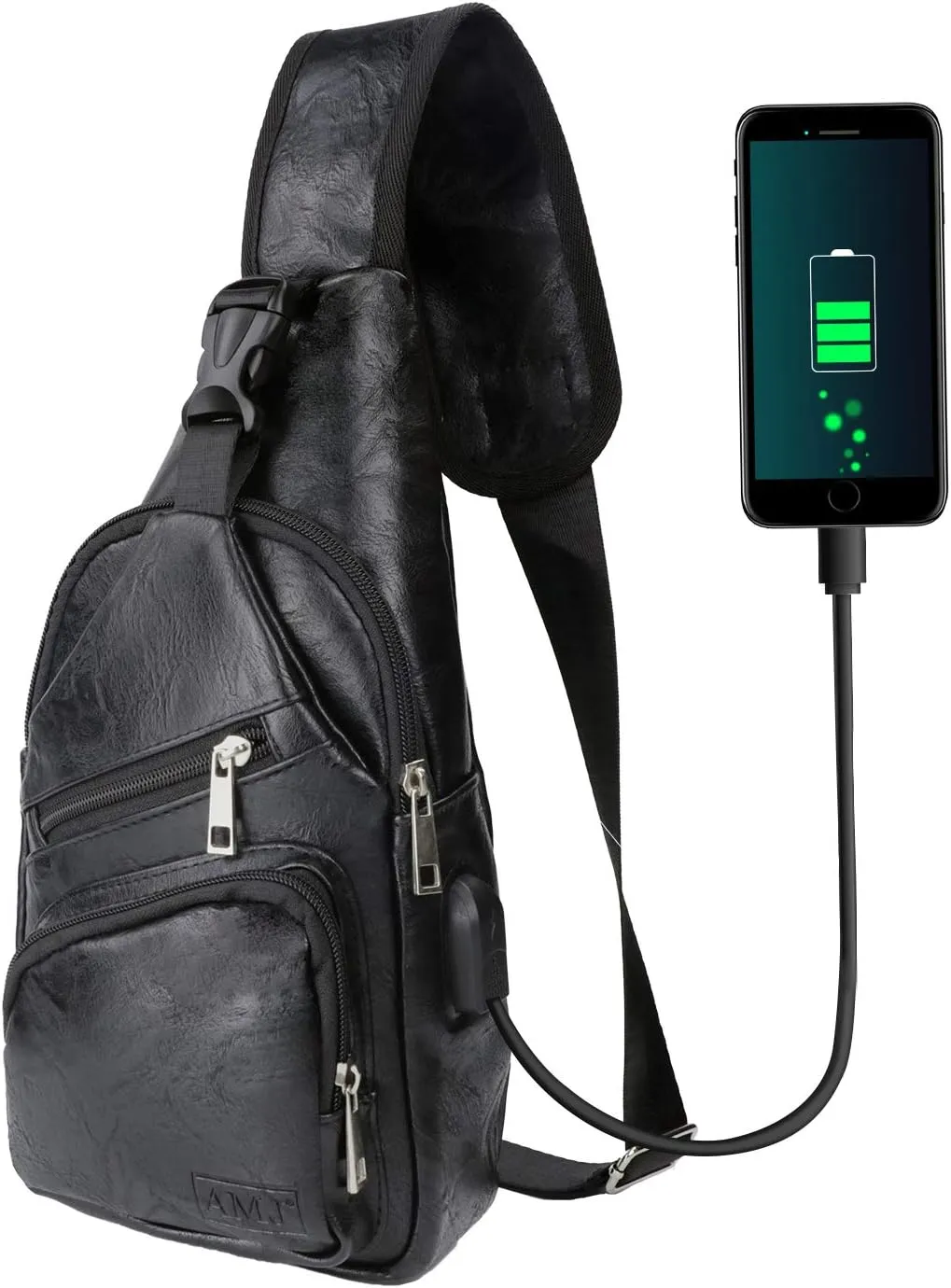 AMJ Crossbody Sling Bag Men Women, Casual Shoulder Backpack, Chest Daypack Satchel for Hiking Travel