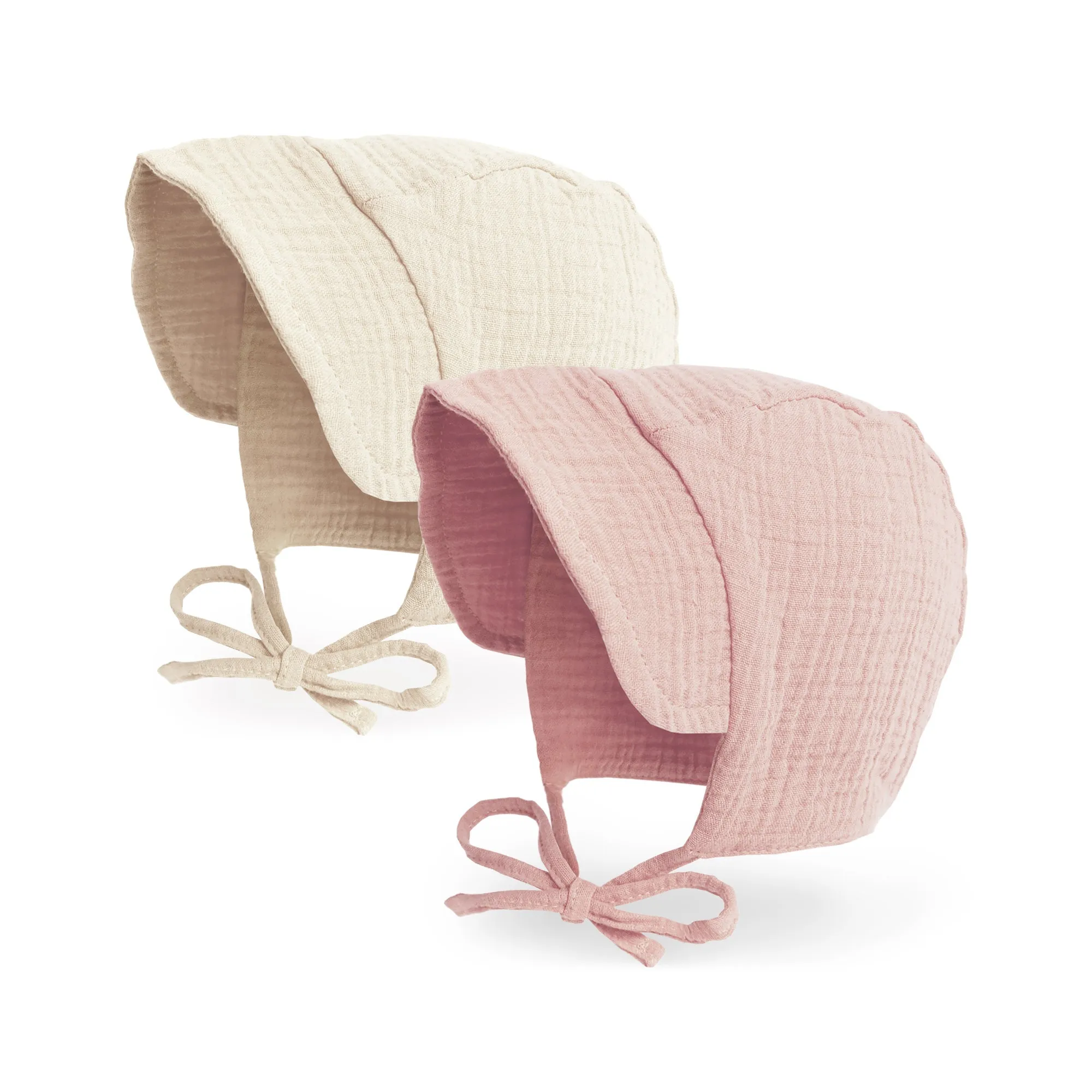 Baby Brimmed Muslin Bonnet UPF 50  Sun Hat | Pink