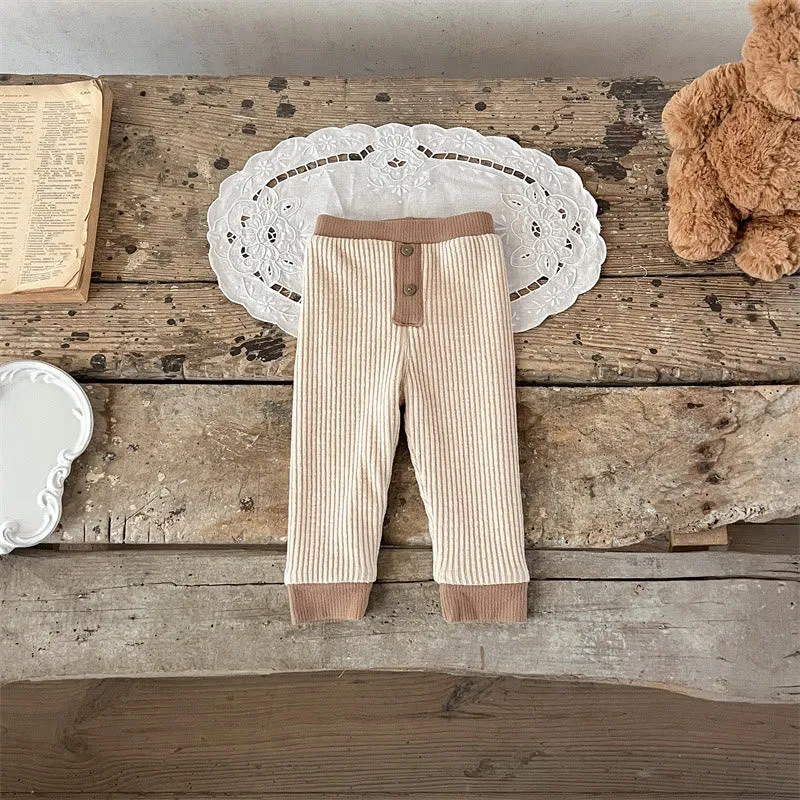 Baby Ribbed Fleece Lined Button Leggings