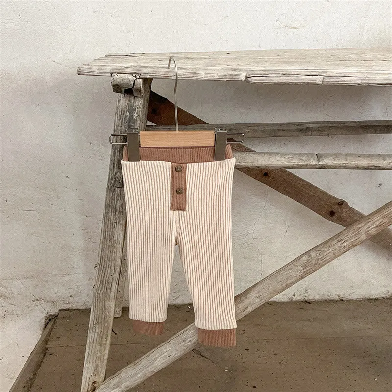 Baby Ribbed Fleece Lined Button Leggings