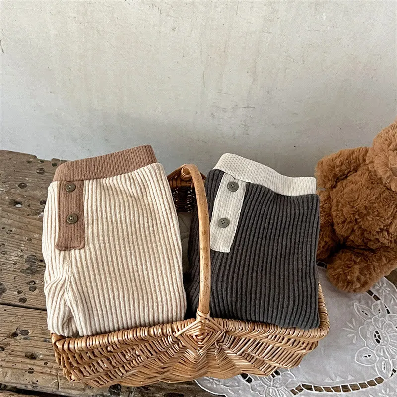 Baby Ribbed Fleece Lined Button Leggings