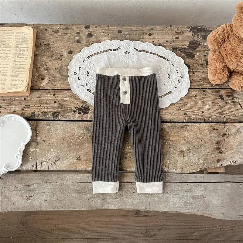 Baby Ribbed Fleece Lined Button Leggings