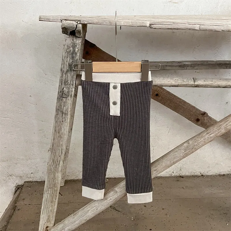 Baby Ribbed Fleece Lined Button Leggings