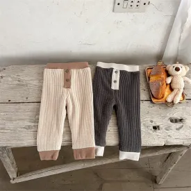 Baby Ribbed Fleece Lined Button Leggings