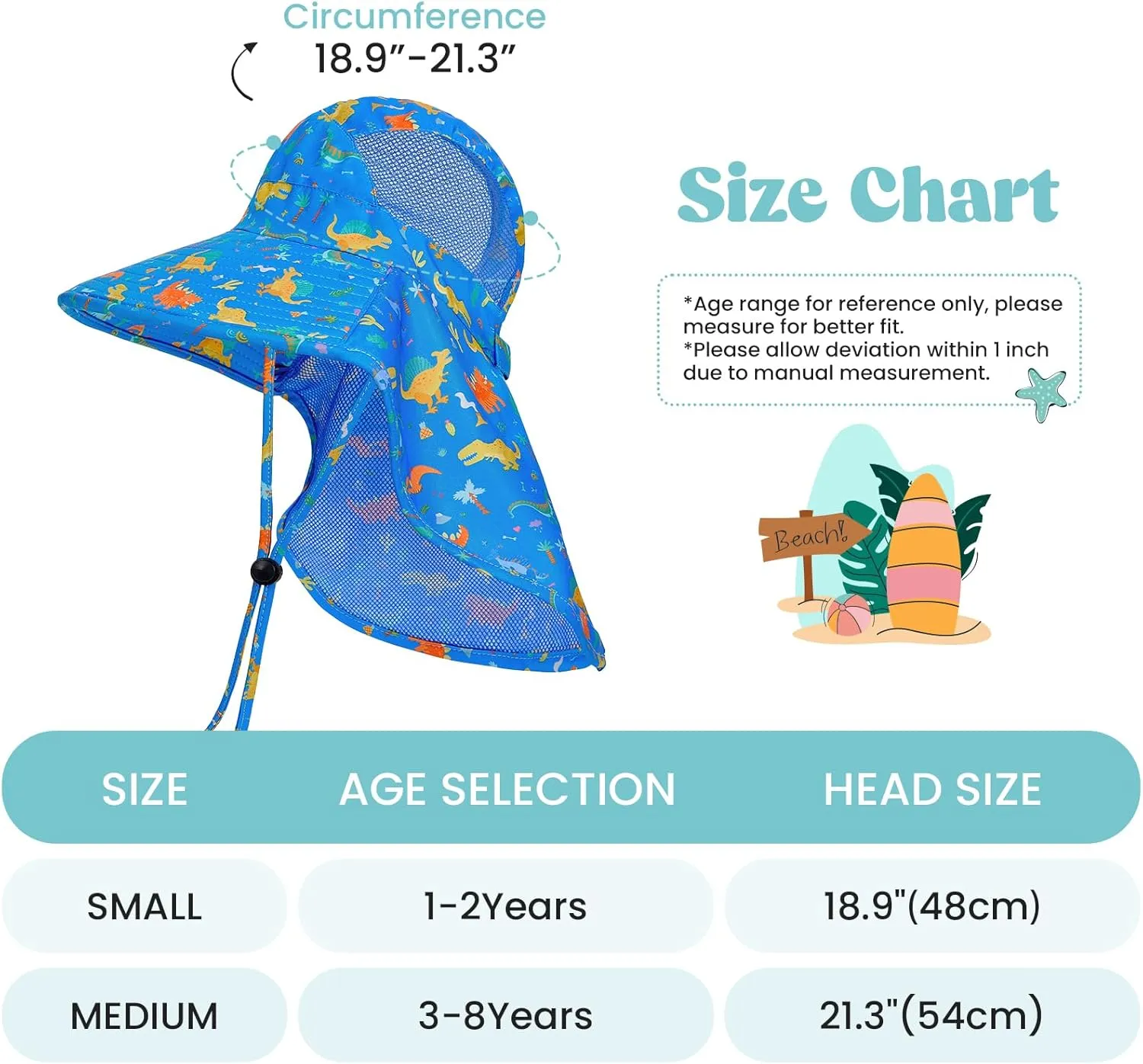 Baby Sun Hat UPF 50  Sun Protective Toddler Wide Brim Hat Swim Beach Pool Outdoor Hat for Baby Boys Girls