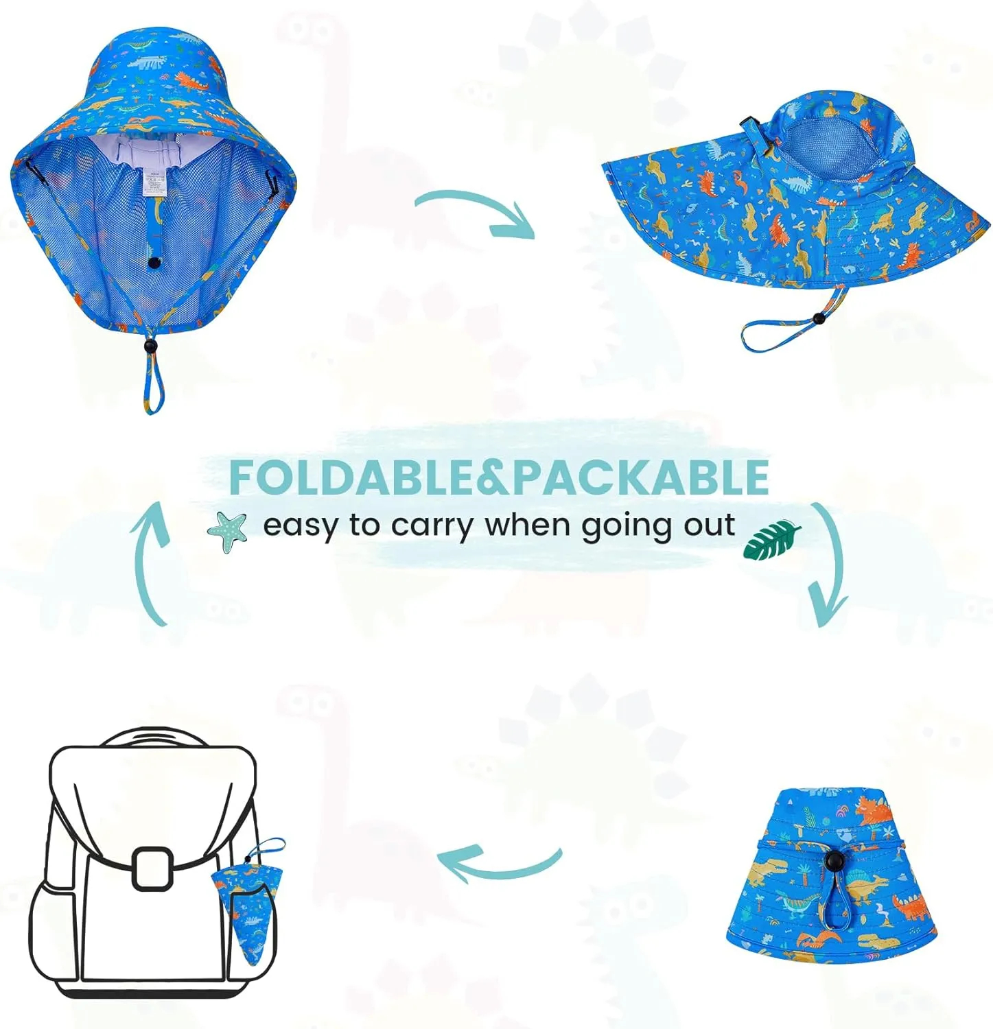 Baby Sun Hat UPF 50  Sun Protective Toddler Wide Brim Hat Swim Beach Pool Outdoor Hat for Baby Boys Girls