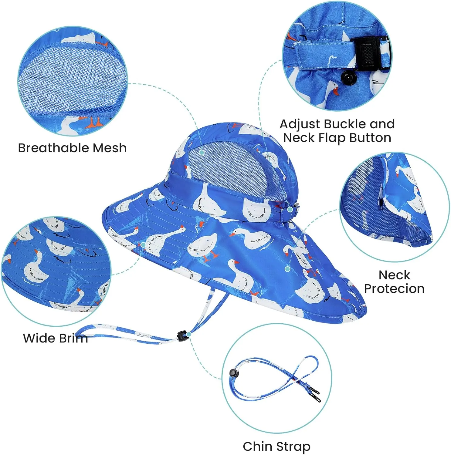 Baby Sun Hat UPF 50 Sun Protective Toddler Wide Brim Hat Swim Beach Pool Outdoor Hat for Baby Boys Girls