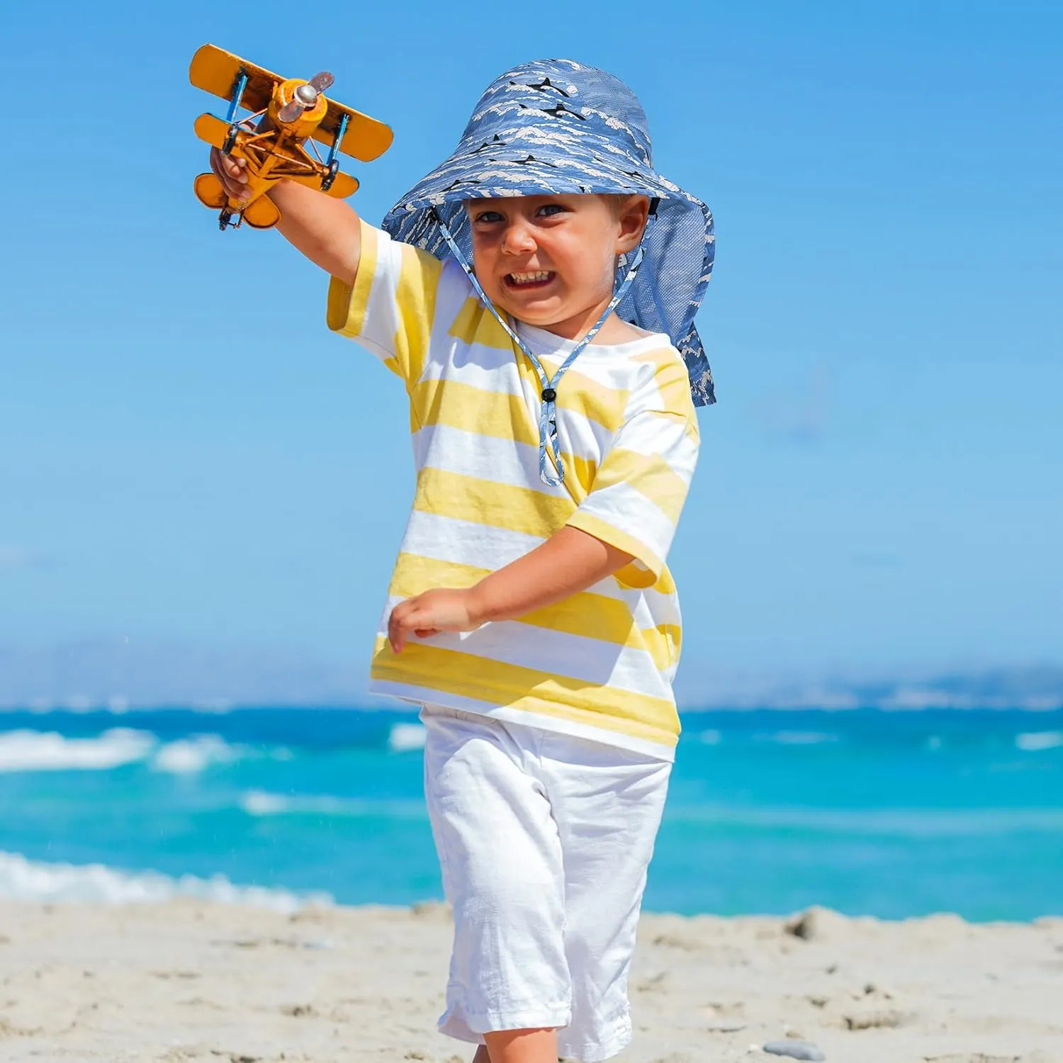 Baby Sun Hat UPF 50  Sun Protective Toddler Wide Brim Hat Swim Beach Pool Outdoor Hat for Baby Boys Girls