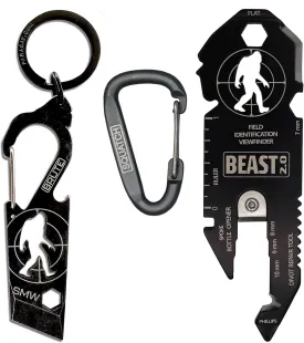 BEAST (Bigfoot Expedition and Survival Tool) Multi-Tool & Bottle Opener, Bigfoot gift for fans of Sasquatch, Yeti, Camping, Hiking - With Screwdriver, Wrench, Carabiner, Box Opener (BEAST 2.0 & BRUTE)