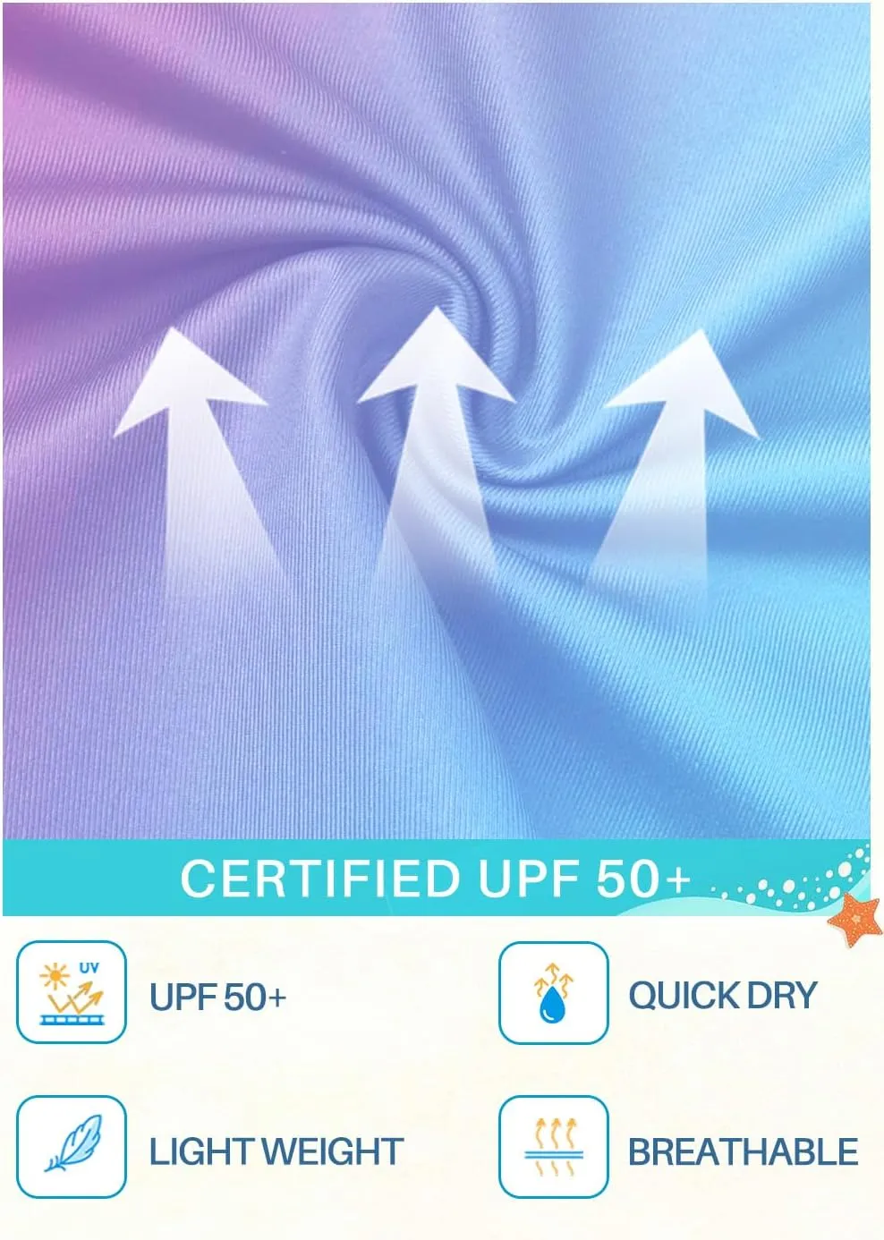 BesserBay Girls UPF 50  Long Sleeve Mock Neck Crossover Hem Swim Crop Top 4-12 Years