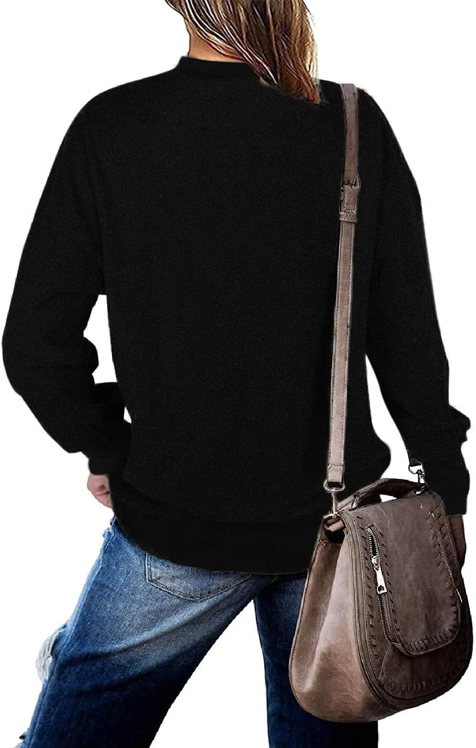 BEUFRI Oversized Sweatshirts for Women Crew Neck Long Sleeve Tunic Shirt Tops for Legging