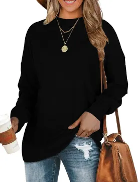 BEUFRI Oversized Sweatshirts for Women Crew Neck Long Sleeve Tunic Shirt Tops for Legging