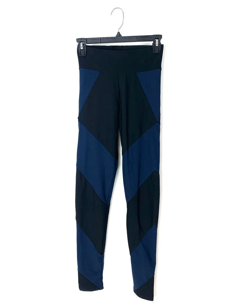 Black and Blue Leggings  - Small