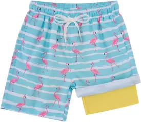 Boys Swim Trunks with Compression Liner Casual Bathing Suit for Kids Swim Shorts 6-18 Years