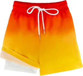Boys Swim Trunks with Compression Liner Swim Shorts Bathing Suit UPF50  Stretch Swimwear for Boy Quick Dry, 5-16Y
