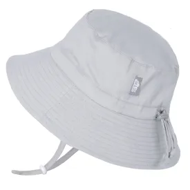 Bucket Cotton Sun Hat, 50  UPF, Adjustable  – Grey