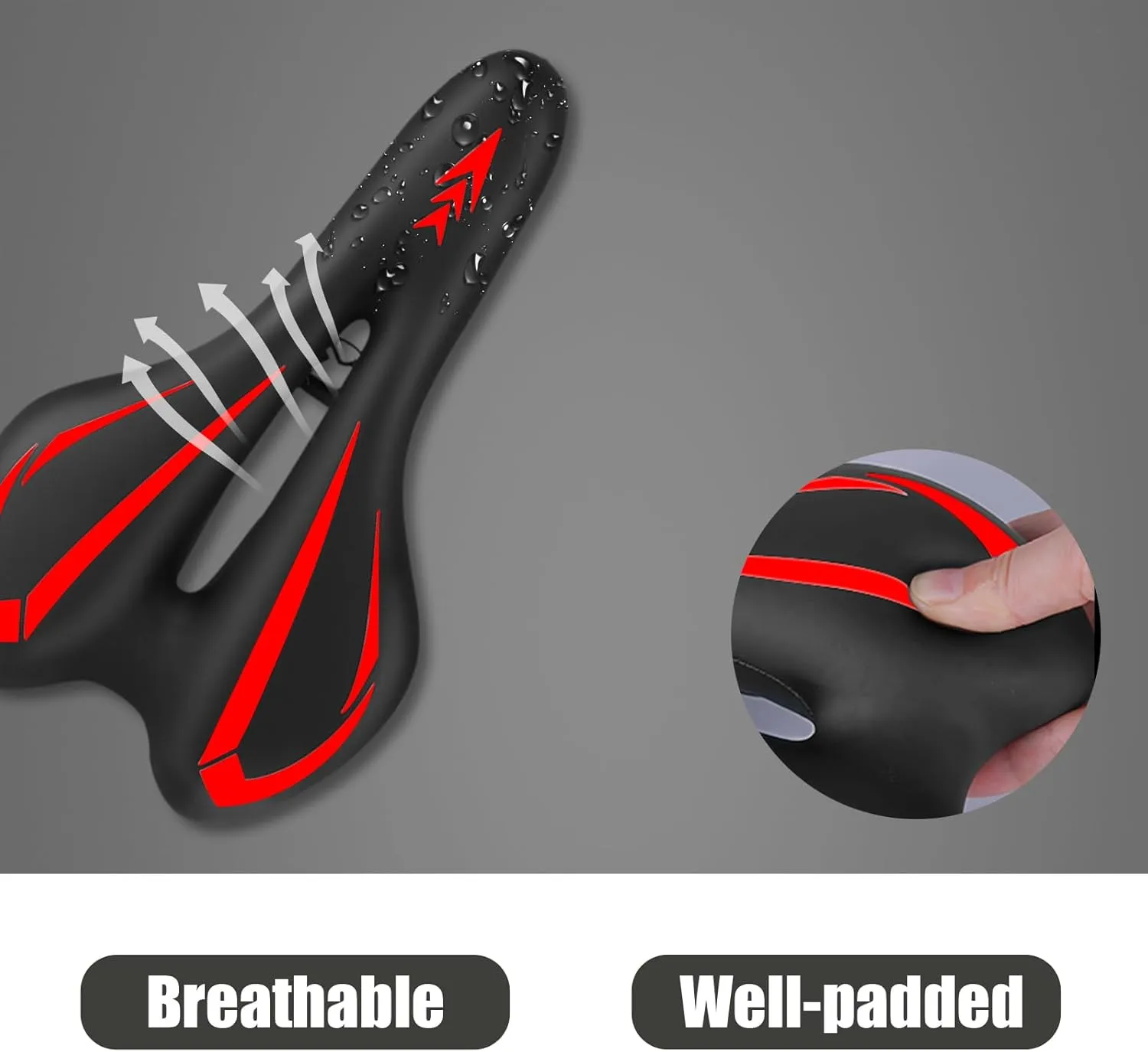 Comfortable Bike Seat for Men & Women,Ozikutech Universal Fit Bicycle Saddle for Mountain BMX City and Road Bikes - Waterproof & Shock-Absorbing