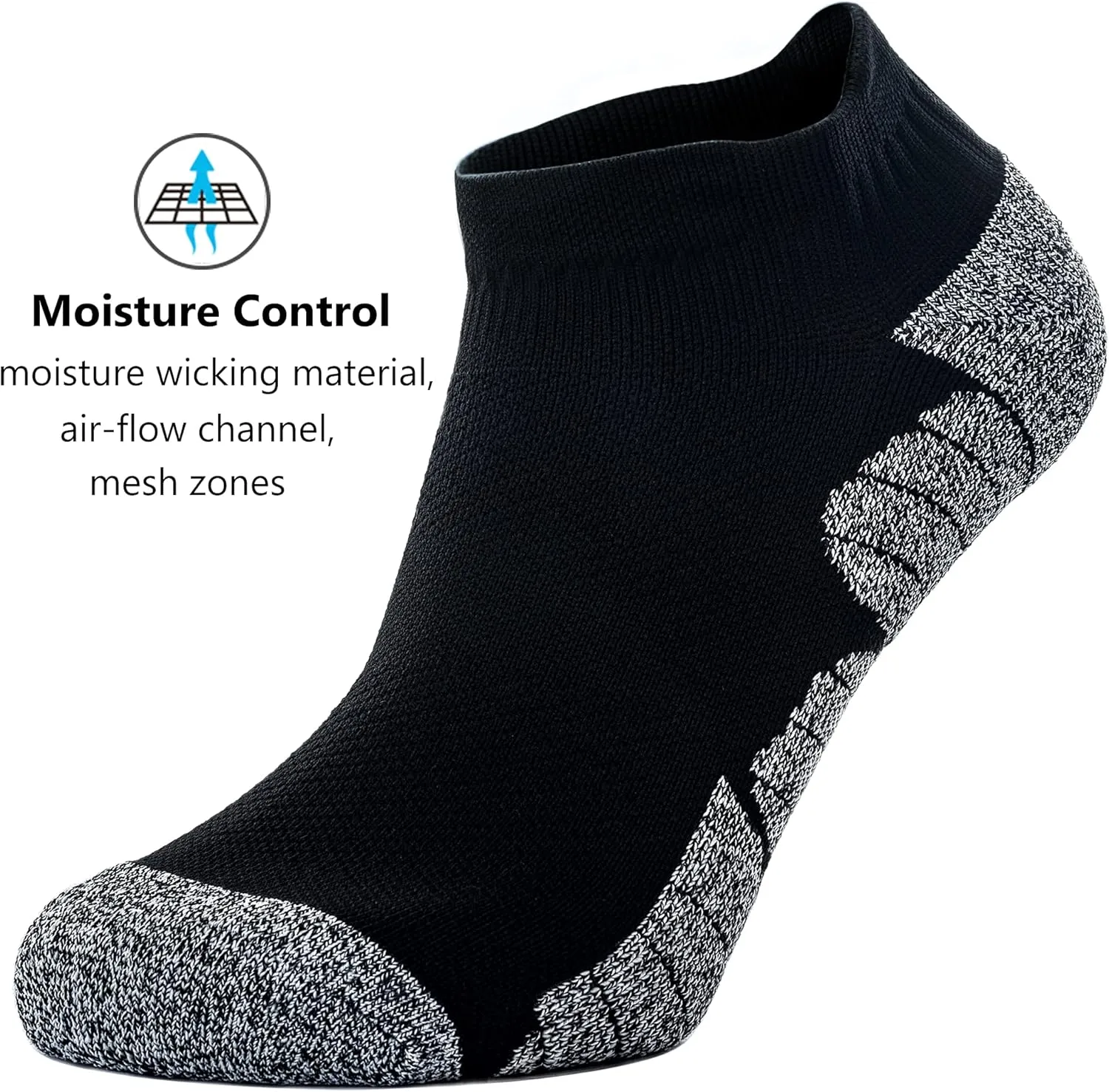 CWVLC Unisex Cushioned Compression Athletic Ankle Socks Multipack