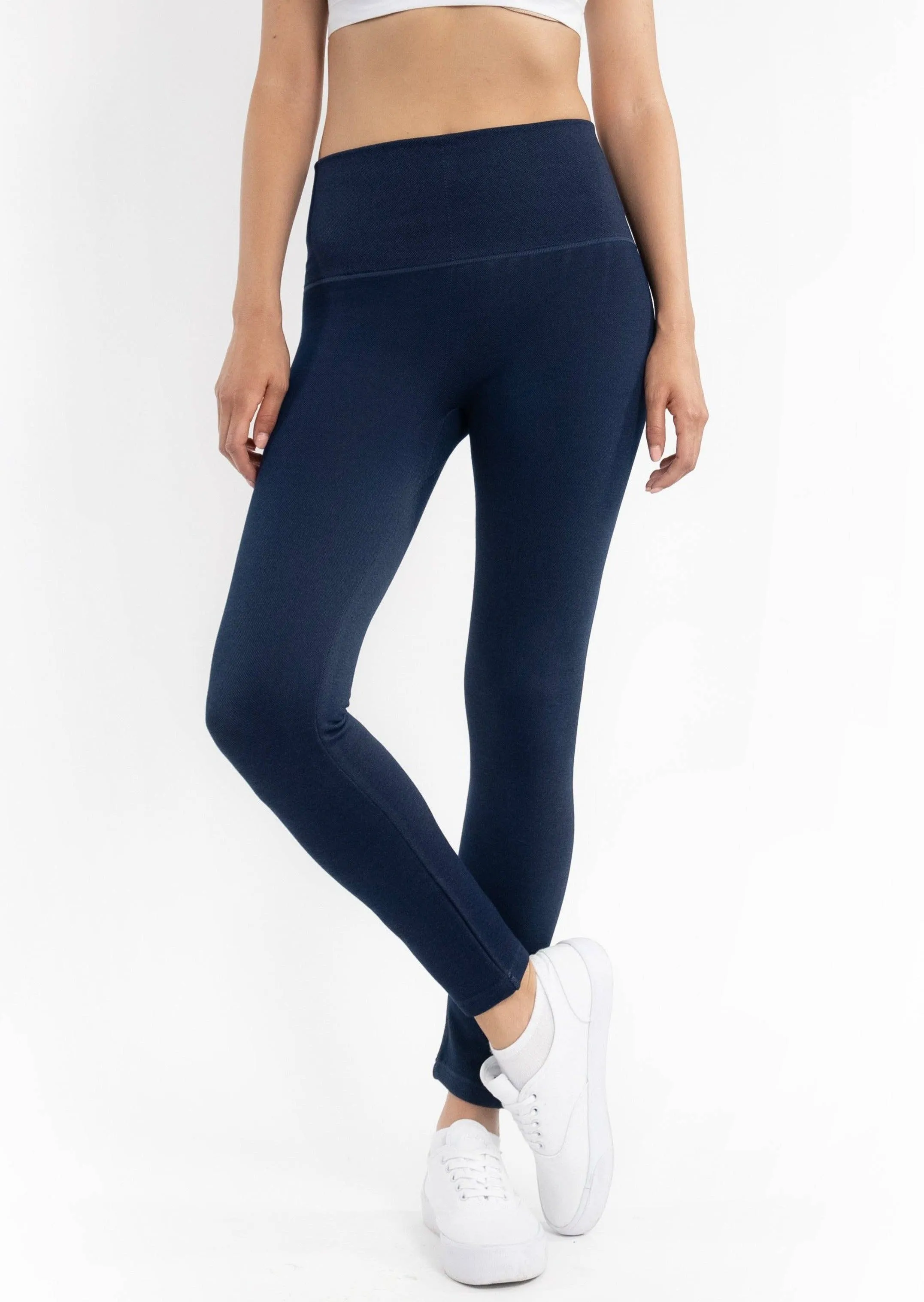 Fleece Lined Crossover Leggings: Black