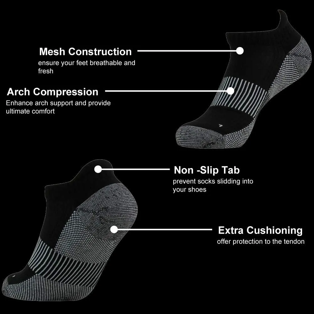 FOOTPLUS Unisex Copper Compression Socks Circulation Arch Support Plantar Fasciitis Ankle Golf/Running/Hiking Socks