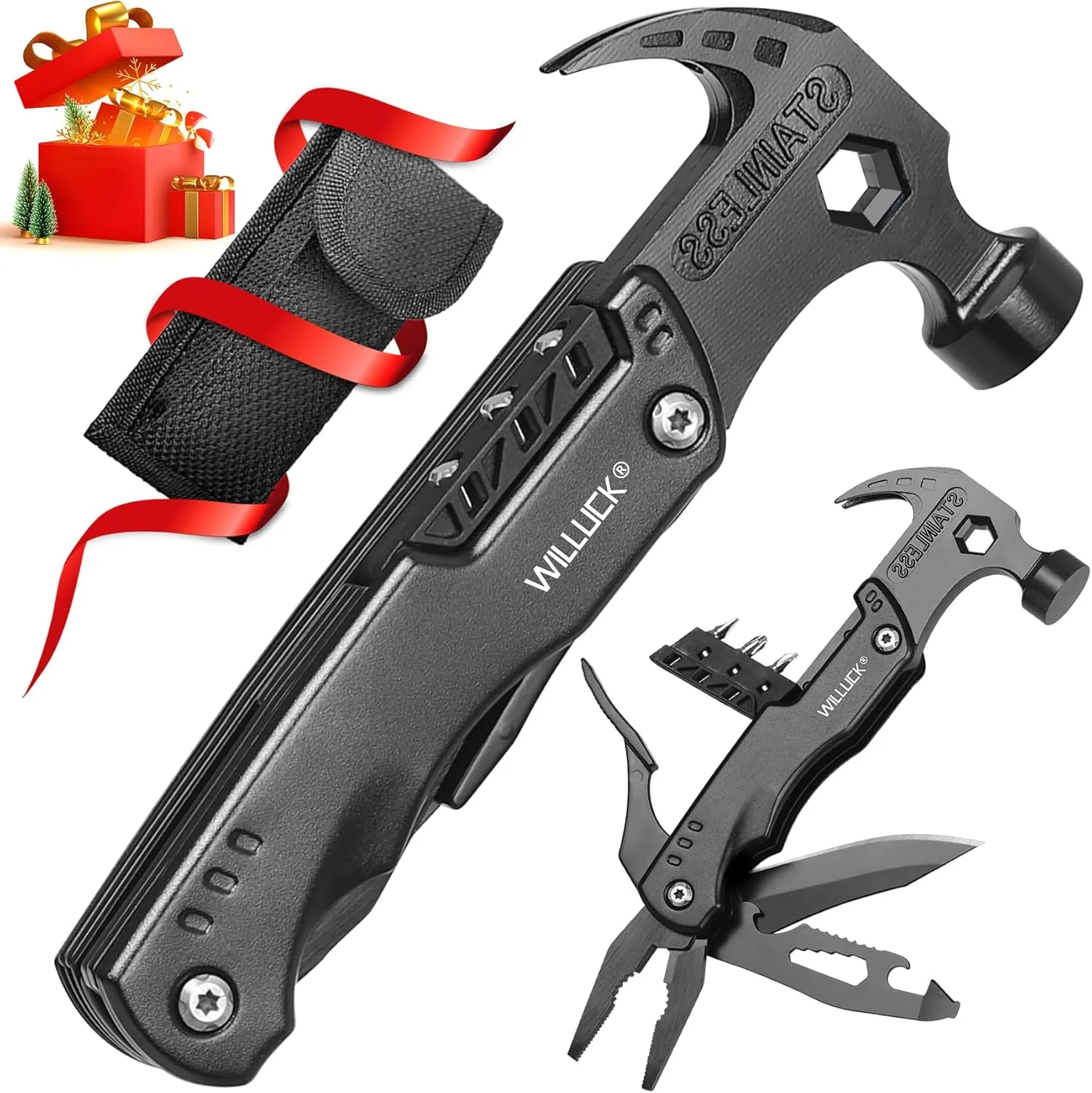 Gifts for Men Dad Husband - Birthday Gifts for Man, Stocking Stuffers for Men - Mens Stocking Stuffers, Christmas Man Gift Ideas - Hammer Presents for Camping, Hiking, Groomsmen Gift, Multitool