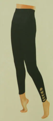 Gold Medal Women's Fashion Fleece Lined Leggings with 5 Side Holes Black