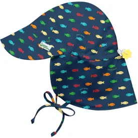 Green Sprouts Navy Fish Geo Flap Sun Hat