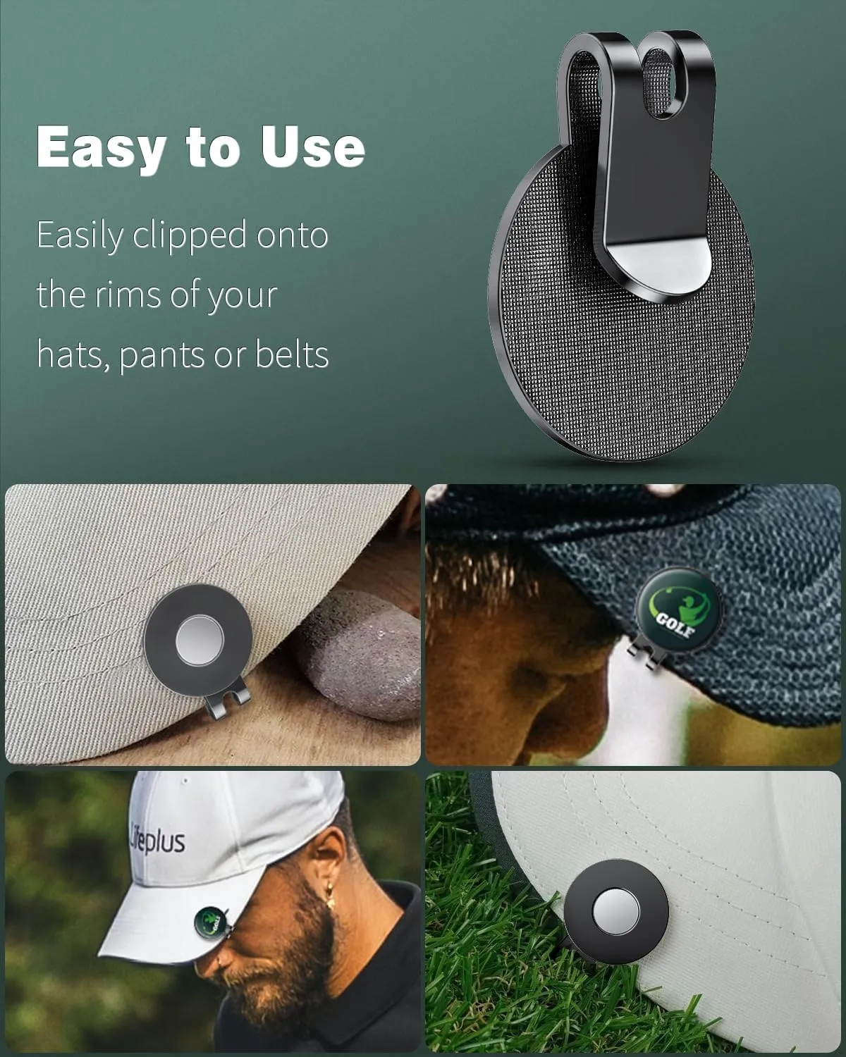 GreenHaven Golf Hat Clips Magnetic Golf Ball Marker Holders for Golf Hats Caps Pants Gloves Bags Visors Belts Nickel-Plated Alloy Clips for Metal Golf Ball Markers (Ball Marker Not Included)