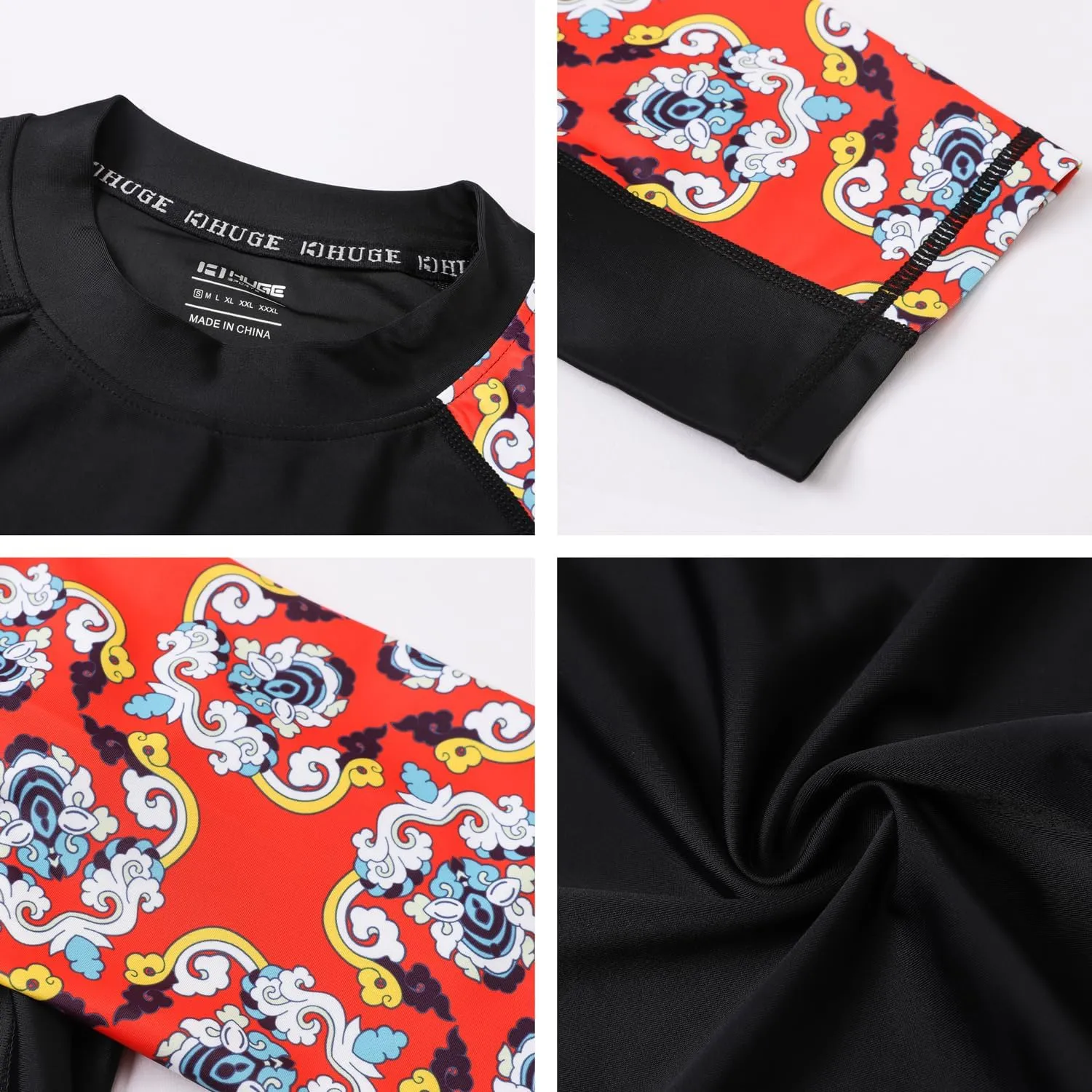 HUGE SPORTS Men's Splice UV Sun Protection UPF 50  Skins Rash Guard Short Sleeves