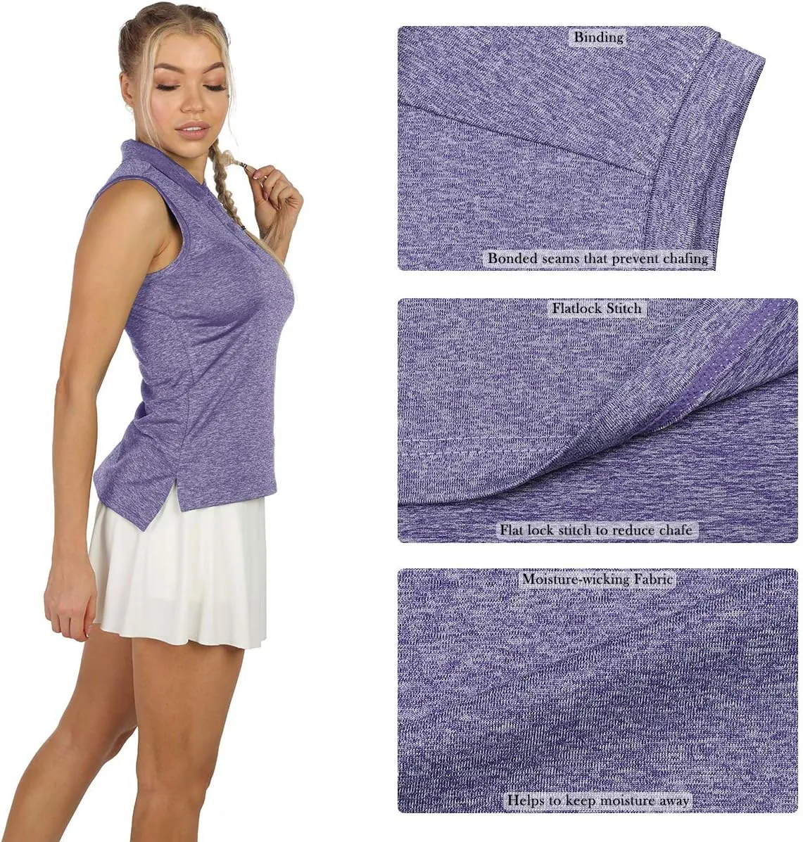 icyzone Women's Golf Sleeveless Polo Shirts Tennis Tank Tops Athletic T-Shirts