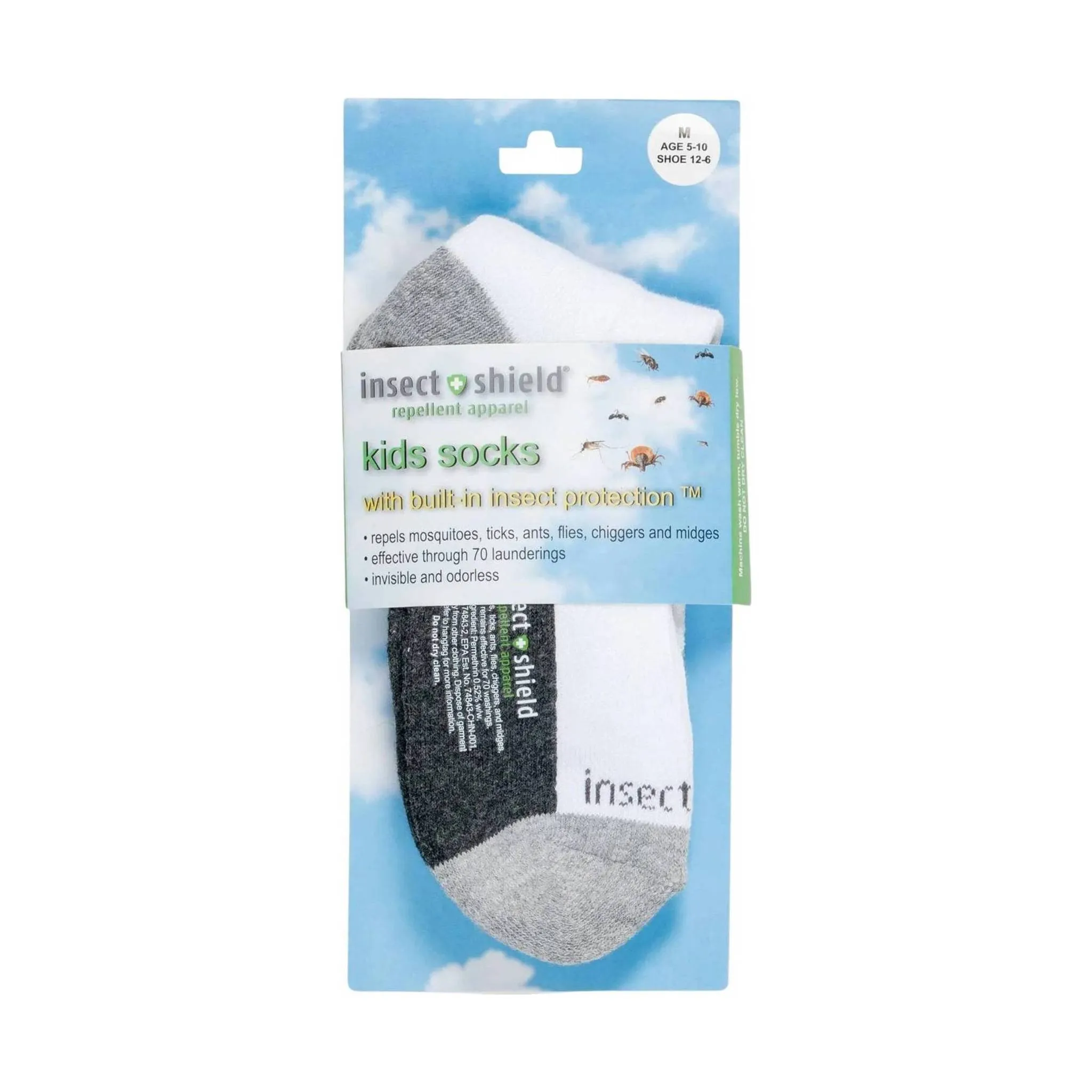 Insect Shield Kids' Sport Crew Socks - White