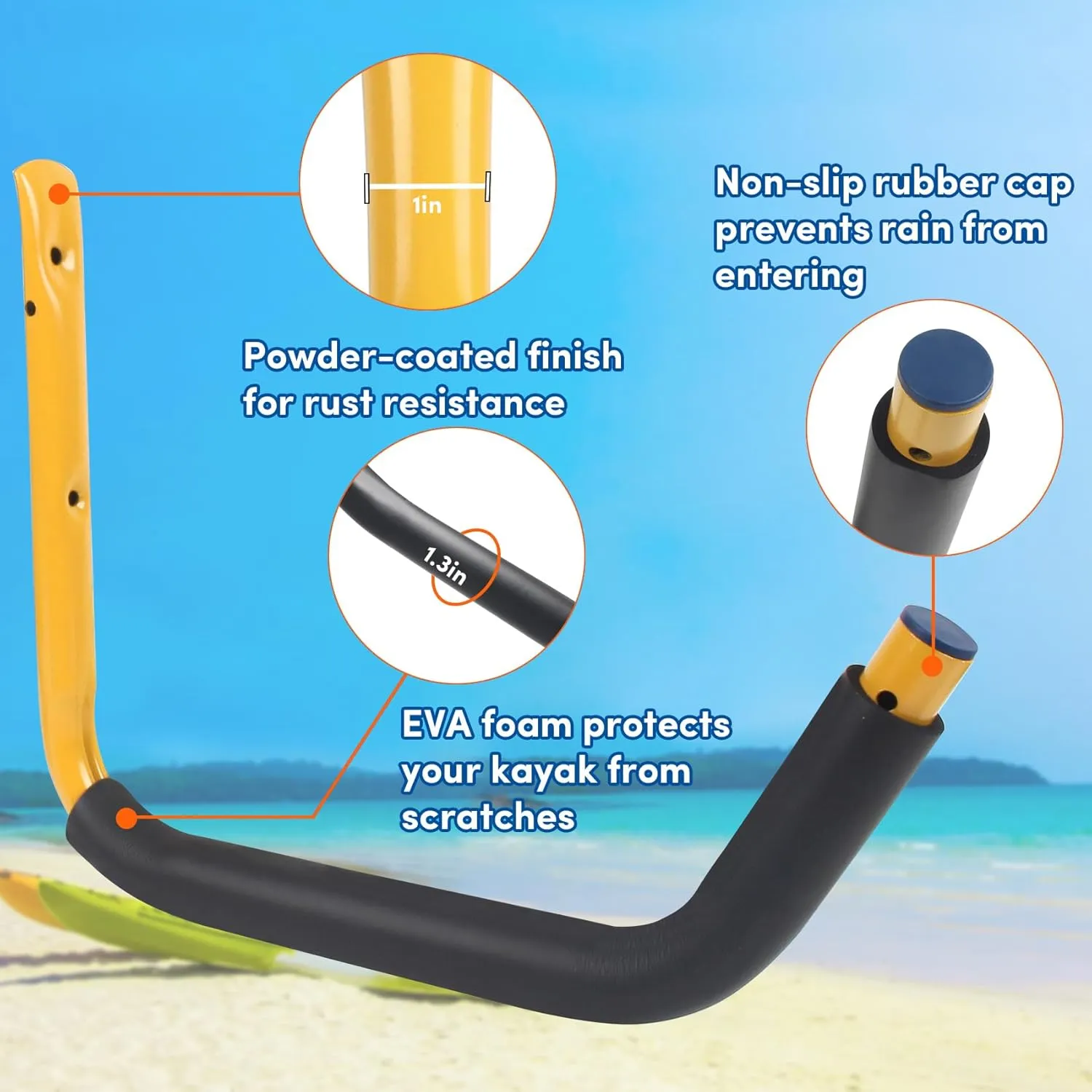 Kayak Storage Rack,Kayak Rack for Garage,Kayak Wall Mount Kayak Wall Rack with Nylon Straps,Heavy Duty Kayak Hanger Kayak Hook Suitable for Kayaks and SUP Paddle Board(4Pack,6 Colors)