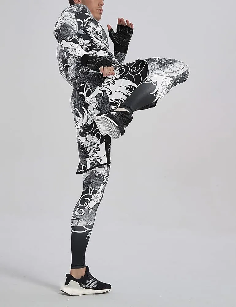 LAFROI Men's Quick Dry Cool Compression Fit Tights Leggings Waistband-YSK08