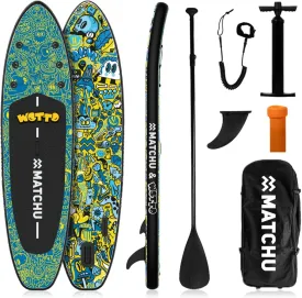 MATCHU - Inflatable Sup Board - Paddle Board - Limited Edition - Provided with Certificate - Complete Set - 320x81x15 CM - 150 KG Load Capacity - Art Collection (Wotto Collection)