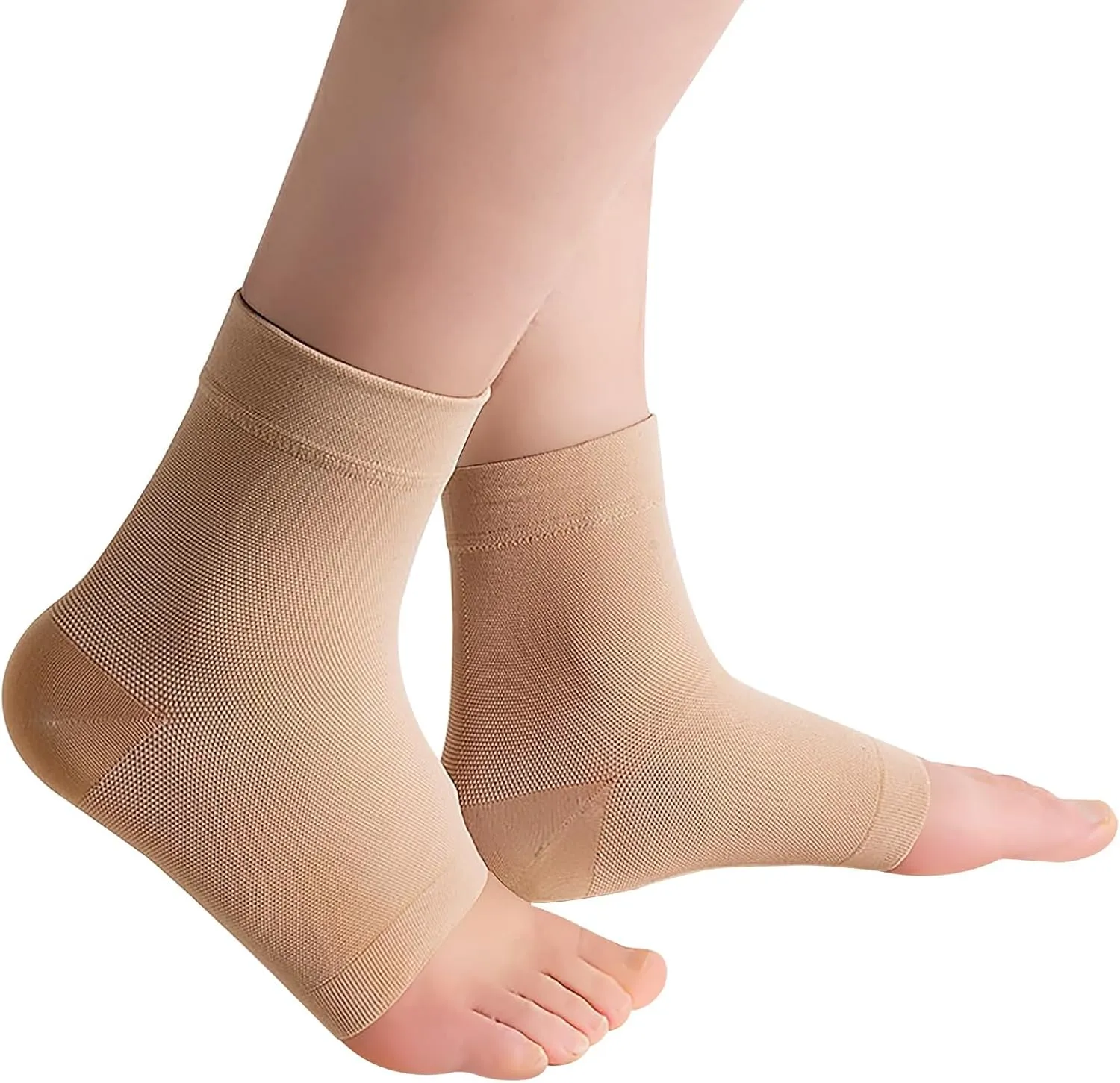Medical-Grade Plantar Fasciitis Socks, Achilles Tendonitis Relief (Pair) Ankle Compression Sleeve for Sprain, Foot Swelling & Fatigue - Ankle Support Socks for Everyday Use- 20-30 mmHg (Beige, Black)