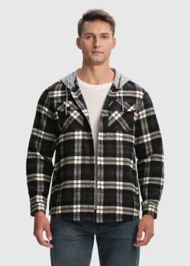 Men's Casual Buffalo Plaid Button Hooded Shirts