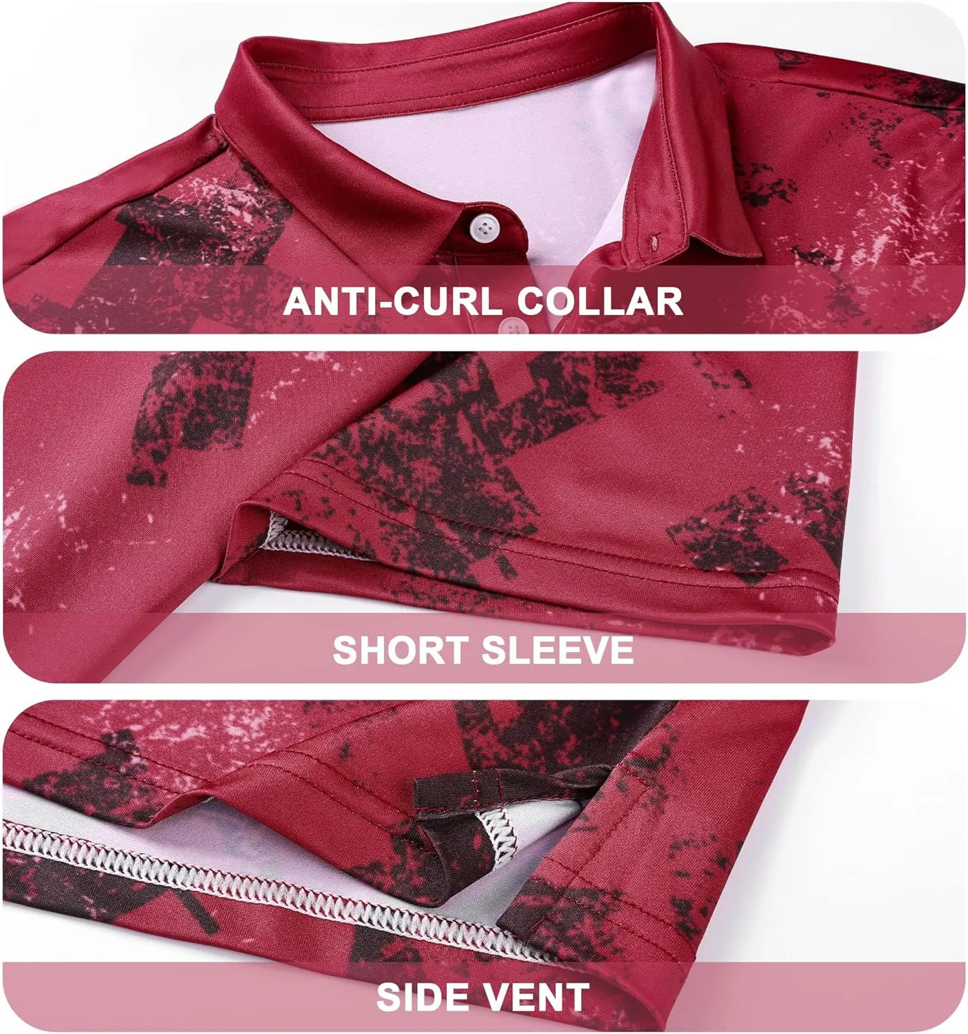 Men's Golf Shirts-Moisture Wicking Dry Fit Performance Recycled Polo Short Sleeve for Bussiness Casual Tennis