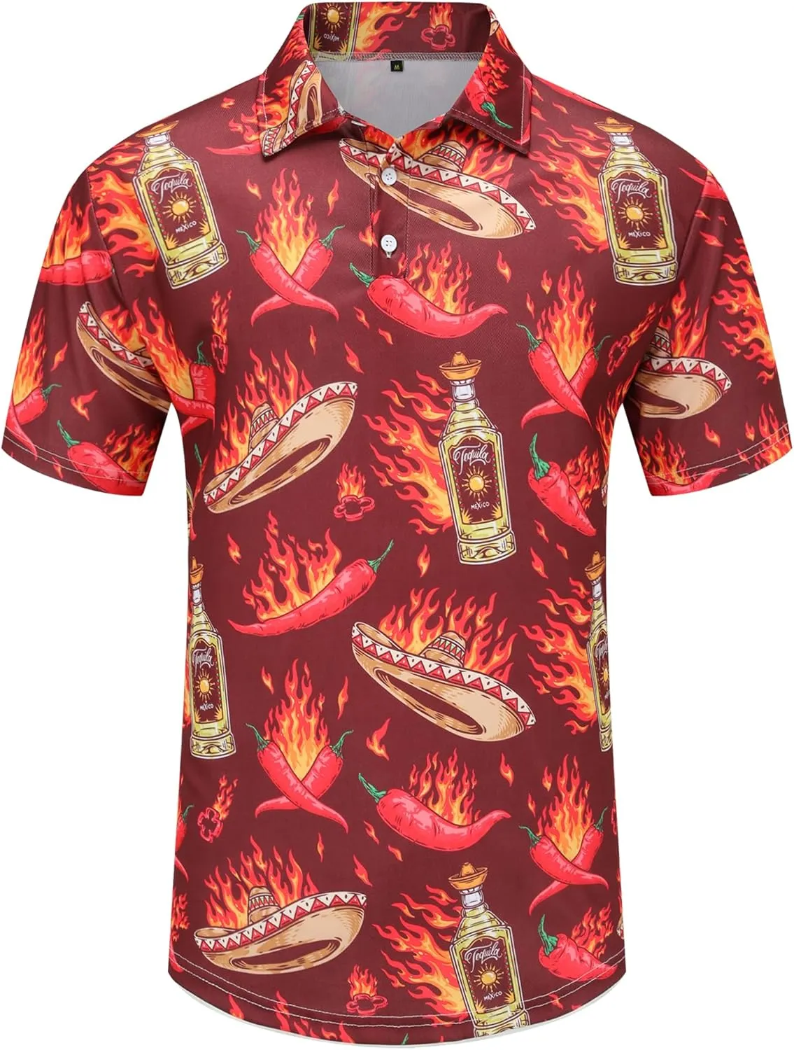 Men's Polo Shirts Funny Golf Shirts for Men Short Sleeve Hawaiian Print Performance Shirts